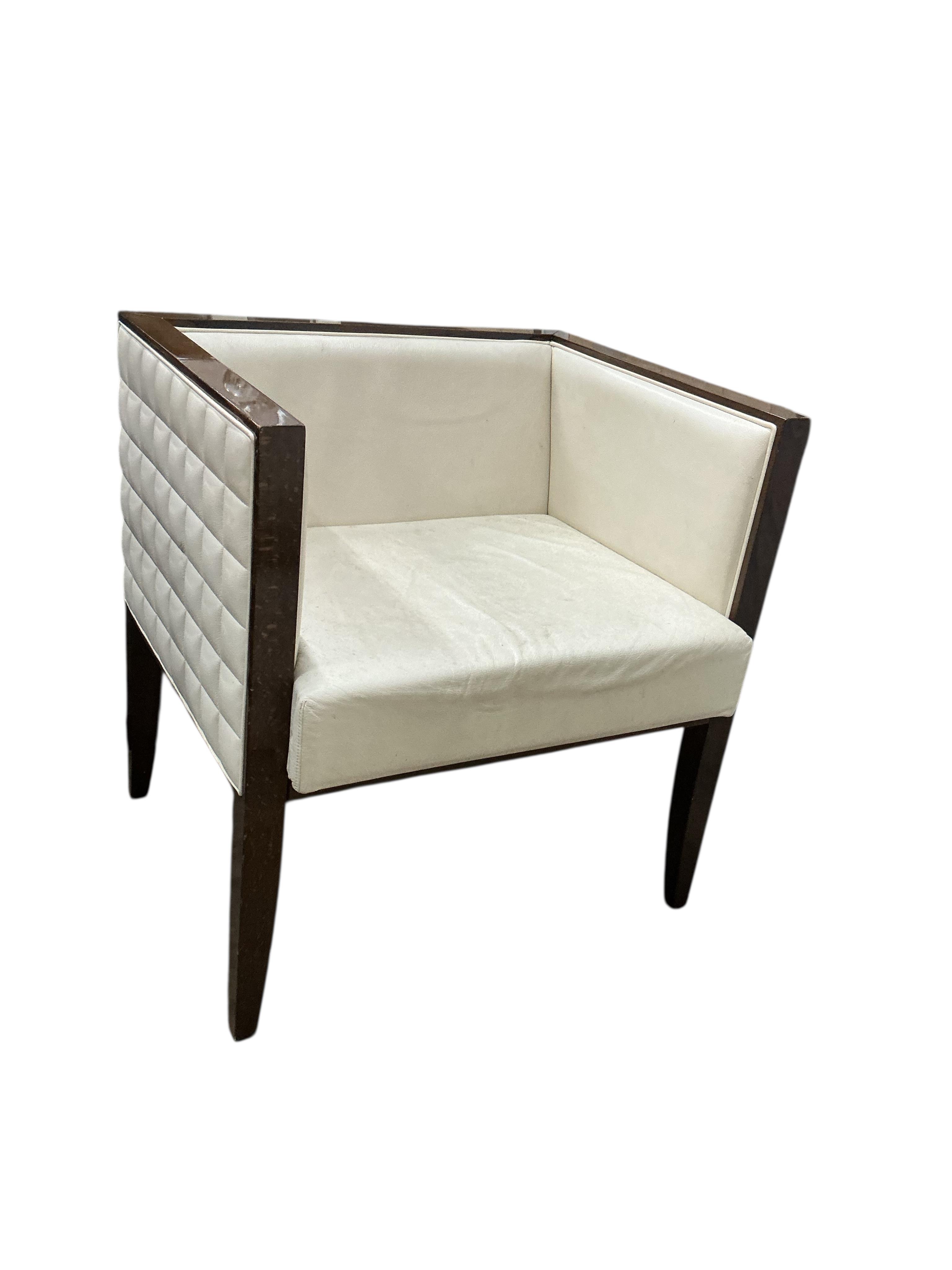 A Contemporary Costantini Pietro Italian “Yale” side chair with ivory quilted Ultrasuede beech frame, width 68cm, depth 58cm, height 72cm